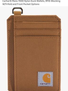 Carhartt Brown Nylon RFID Card Wallet with Key Loop